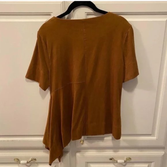 Chico’s Faux Suede Angled Top /Blouse - Picture 3 of 5